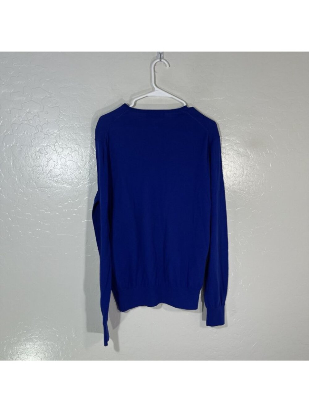 Carolina Herrera Sweater Mens Large Blue 100% Cotton V Neck Logo Knit Pullover - Picture 7 of 9